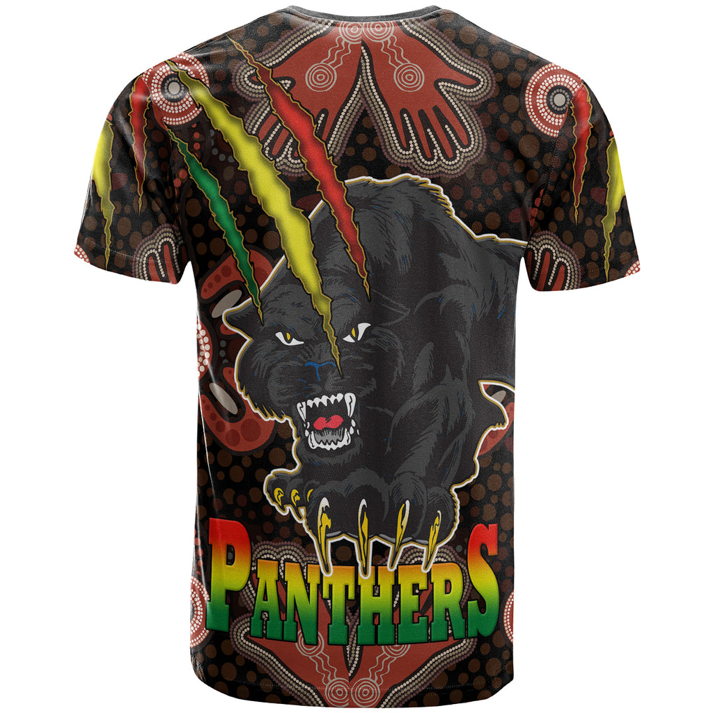 panthers-rugby-t-shirt-personalised-photo-panther-with-aboriginal-dot-design-background-t-shirt