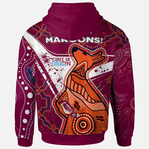 queensland-rugby-league-team-hoodie-custom-queensland-maroons-kangaroo-state-of-origin-dot-art-painting-splash-hoodie