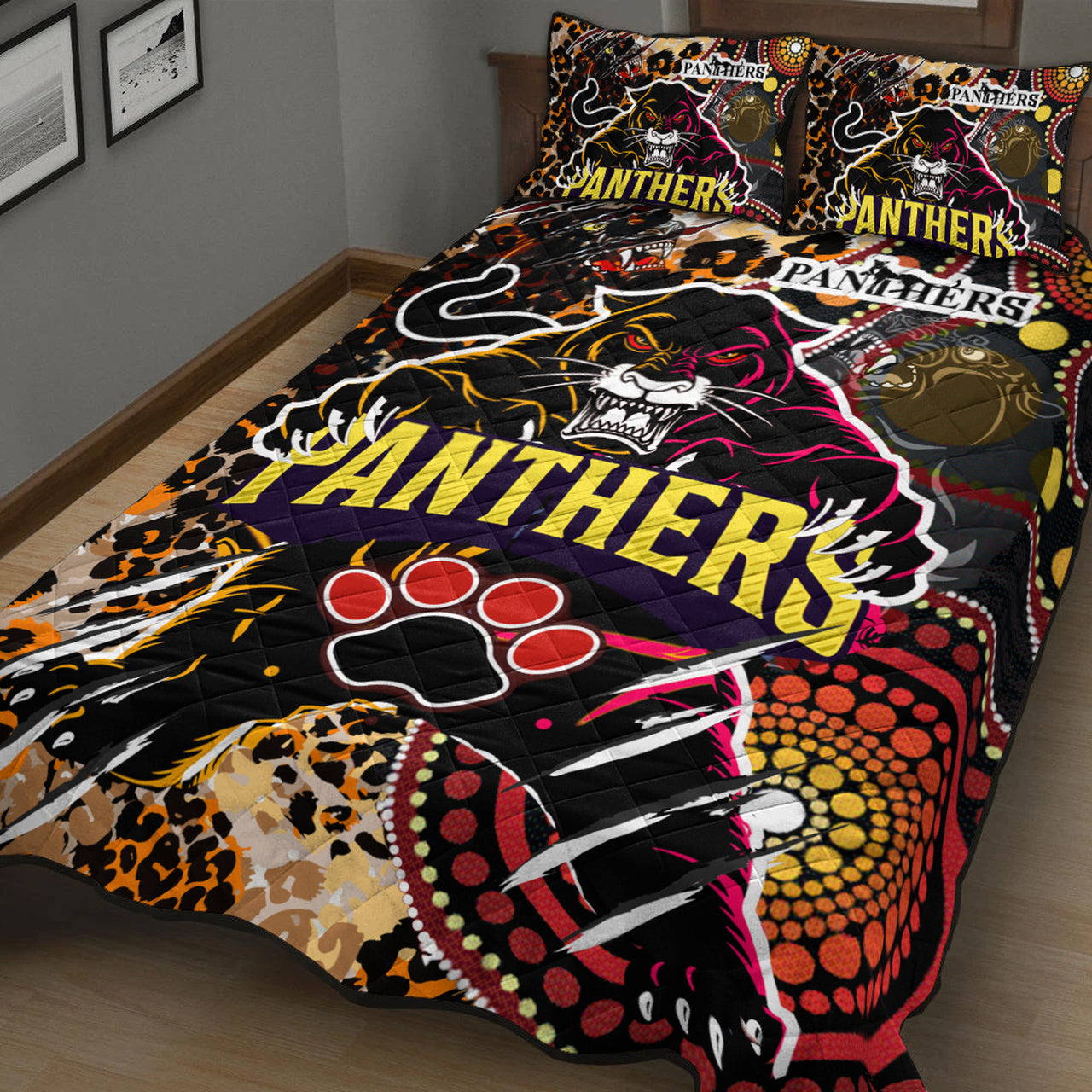panthers-rugby-league-football-club-quilt-bed-set-the-indigenous-wild-black-panthers-scratch-style