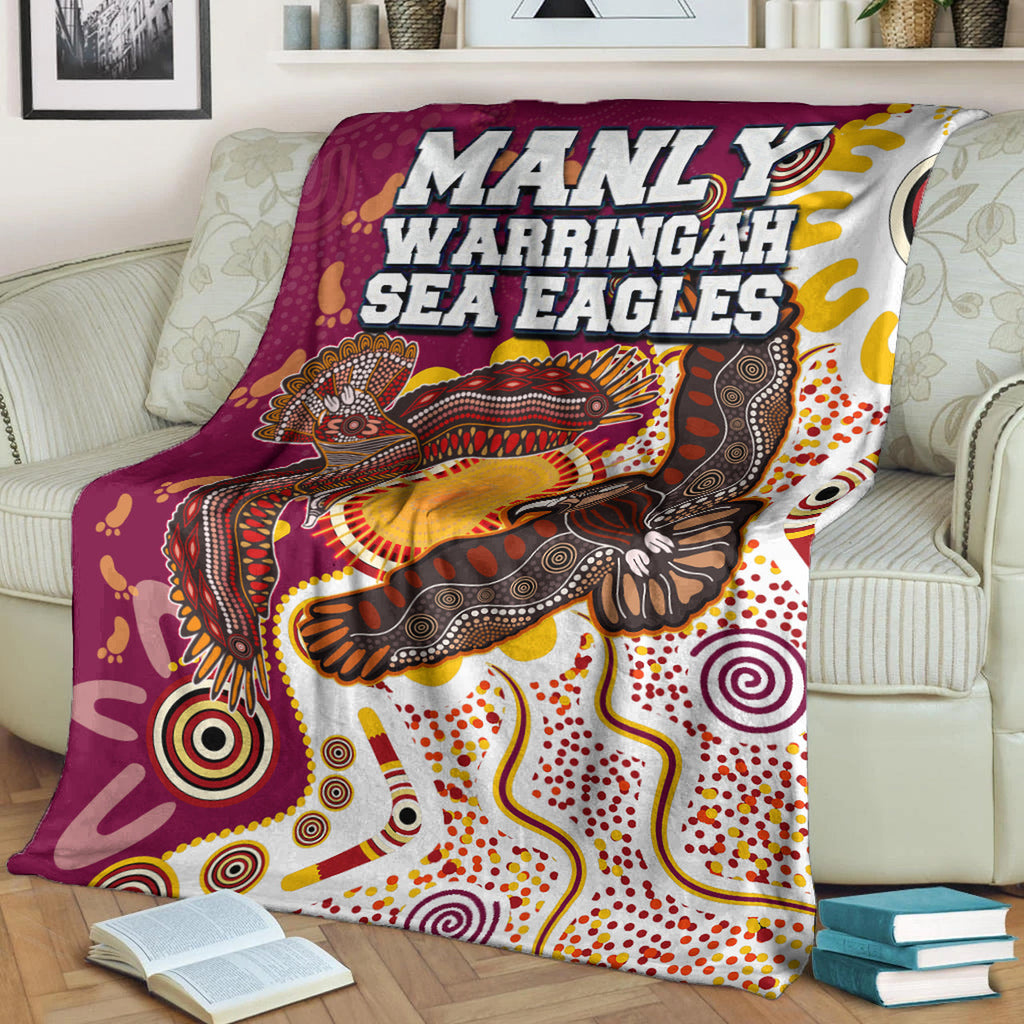 sea-eagles-aboriginal-rugby-blanket-double-sea-eagles-with-tribal-sun-and-footprints