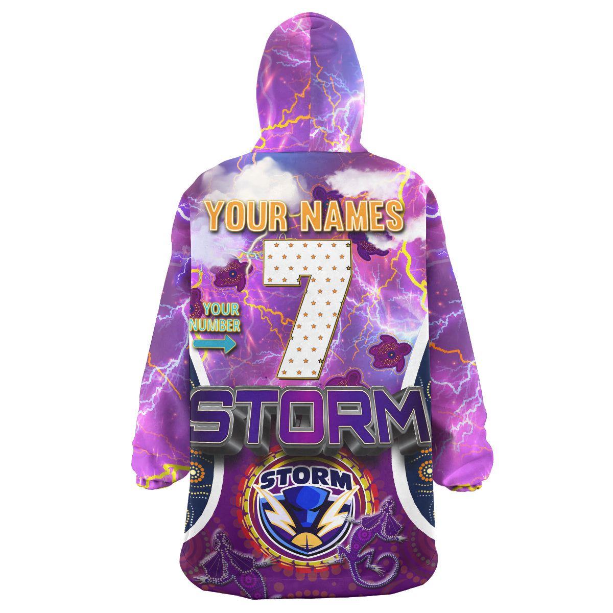 storm-rugby-snug-hoodie-custom-storm-man-thunder-power-mascot-with-aboriginal-culture-personalised-name-and-number-oodie-blanket