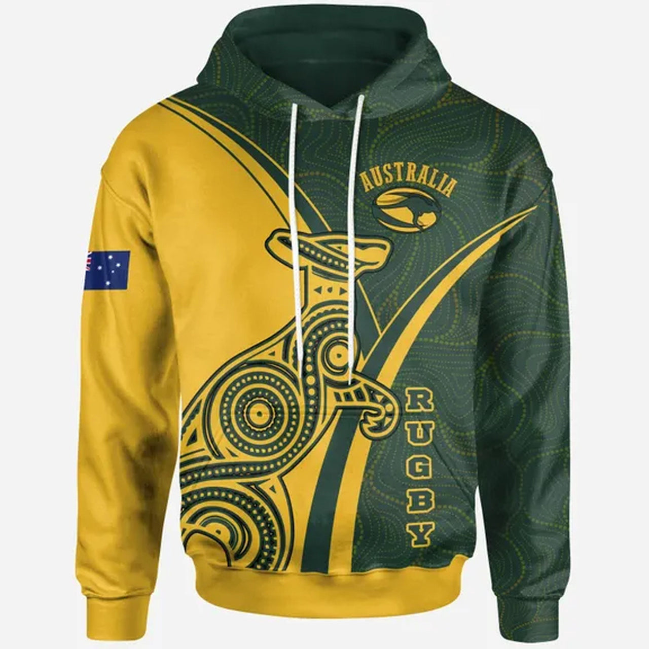 Wallabies Rugby Hoodie - Australian Kangaroo & Aboriginal Patterns Hoodie RLT13