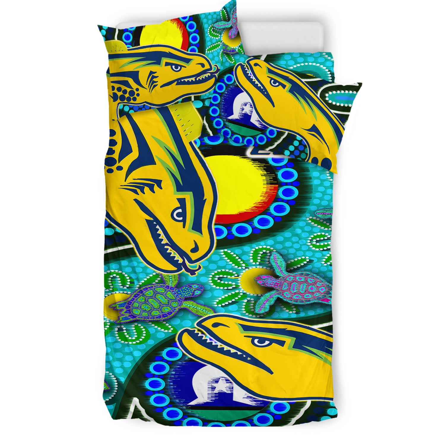 eels-rugby-bedding-set-custom-indigenous-eels-with-aboriginal-and-torres-strait-islander-flag
