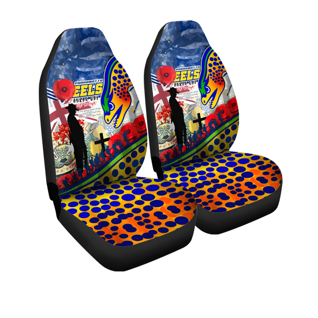eels-rugby-australia-anzac-day-lest-we-forget-custom-car-seat-cover-remembrance-eels-with-anzac-poppy-watercolour-style