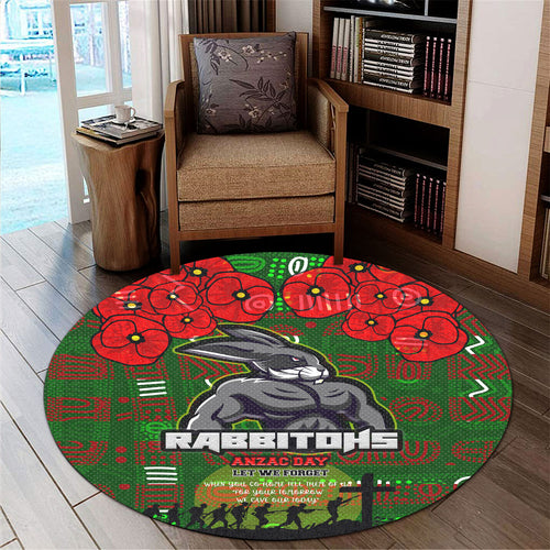 rabbitohs-rugby-round-rug-aboriginal-south-sydney-rabbitohs-anzac-let-we-forget-with-poppy-flower-round-rug