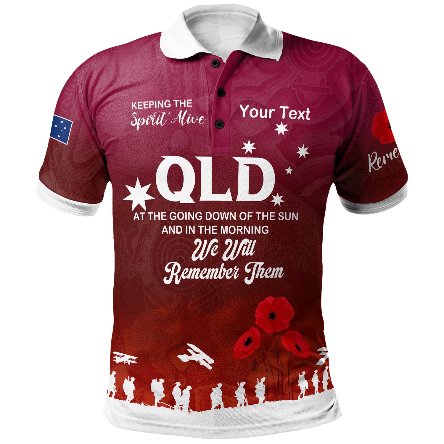 australia-queensland-anzac-custom-polo-shirt-keeping-the-spirit-alive-polo-shirt