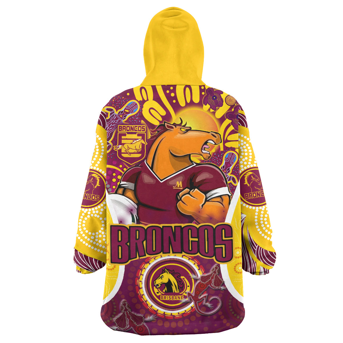 brisbane-broncos-rugby-snug-hoodie-custom-brisbane-broncos-mascot-with-aboriginal-art-personalised-player-and-number-oodie-blanket