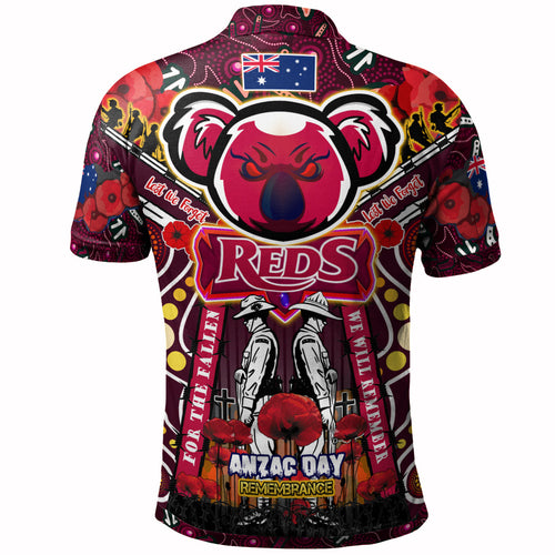 reds-rugby-anzac-aboriginal-custom-watercolour-polo-shirt-remembrance-queensland-reds-with-koala-and-poppy-flower