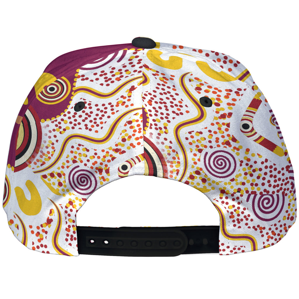 sea-eagles-aboriginal-rugby-custom-cap-double-sea-eagles-with-tribal-sun-and-footprints