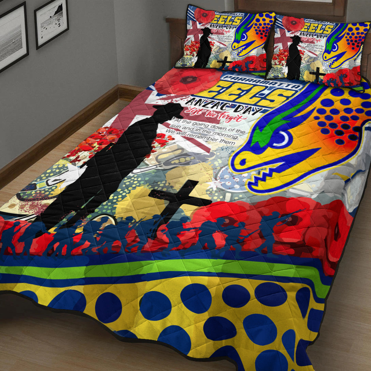 eels-rugby-australia-anzac-day-lest-we-forget-custom-quilt-bed-set-remembrance-eels-with-anzac-poppy-watercolour-style