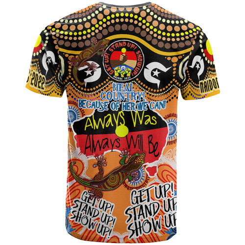 australia-naidoc-week-2023-custom-t-shirt-naidoc-week-2023-timeline-with-aboriginal-inspired-dot-art-painting-and-aussie-gecko