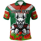 rabbitohs-rugby-polo-shirt-custom-souths-with-anzac-poppy-polo-shirt