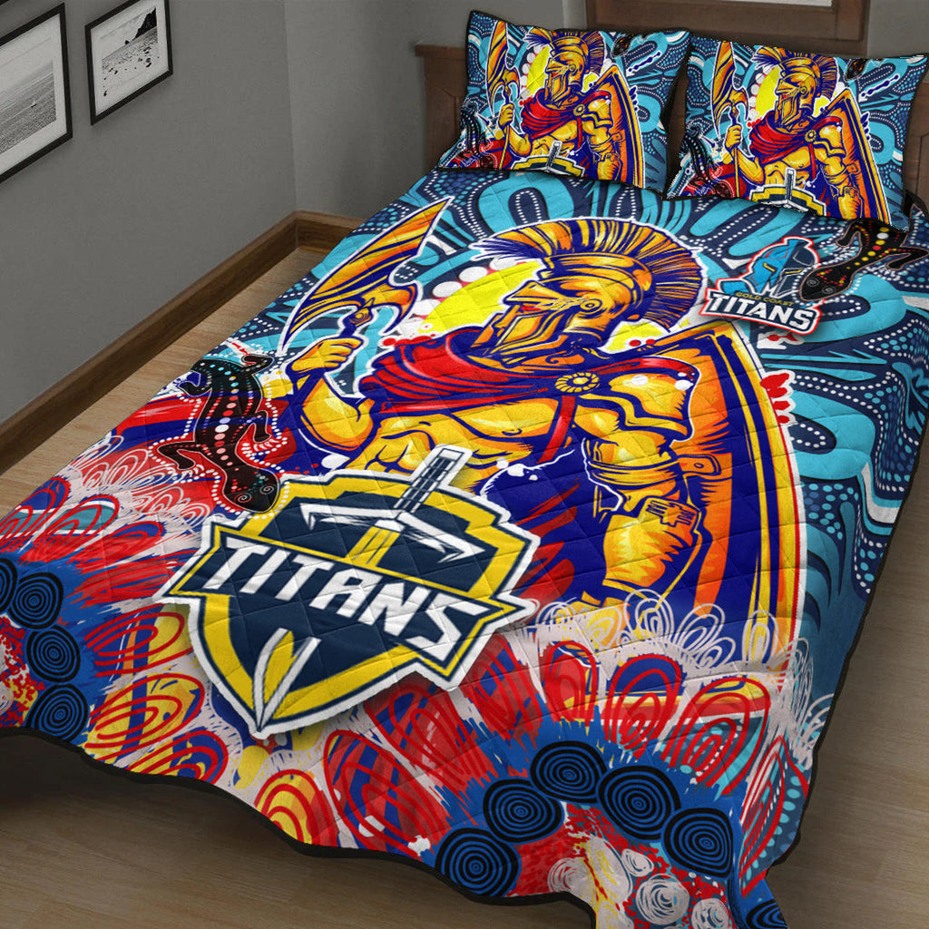 titans-aboriginal-custom-rugby-quilt-bed-set-the-indigenous-titans-warriors-with-aboriginal-lizard-and-sun