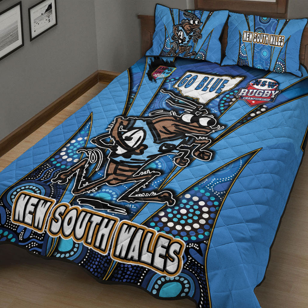 new-south-wales-rugby-league-team-quilt-bed-set-new-south-wales-blues-mascot-with-aboriginal-art-state-of-origin-quilt-bed-set