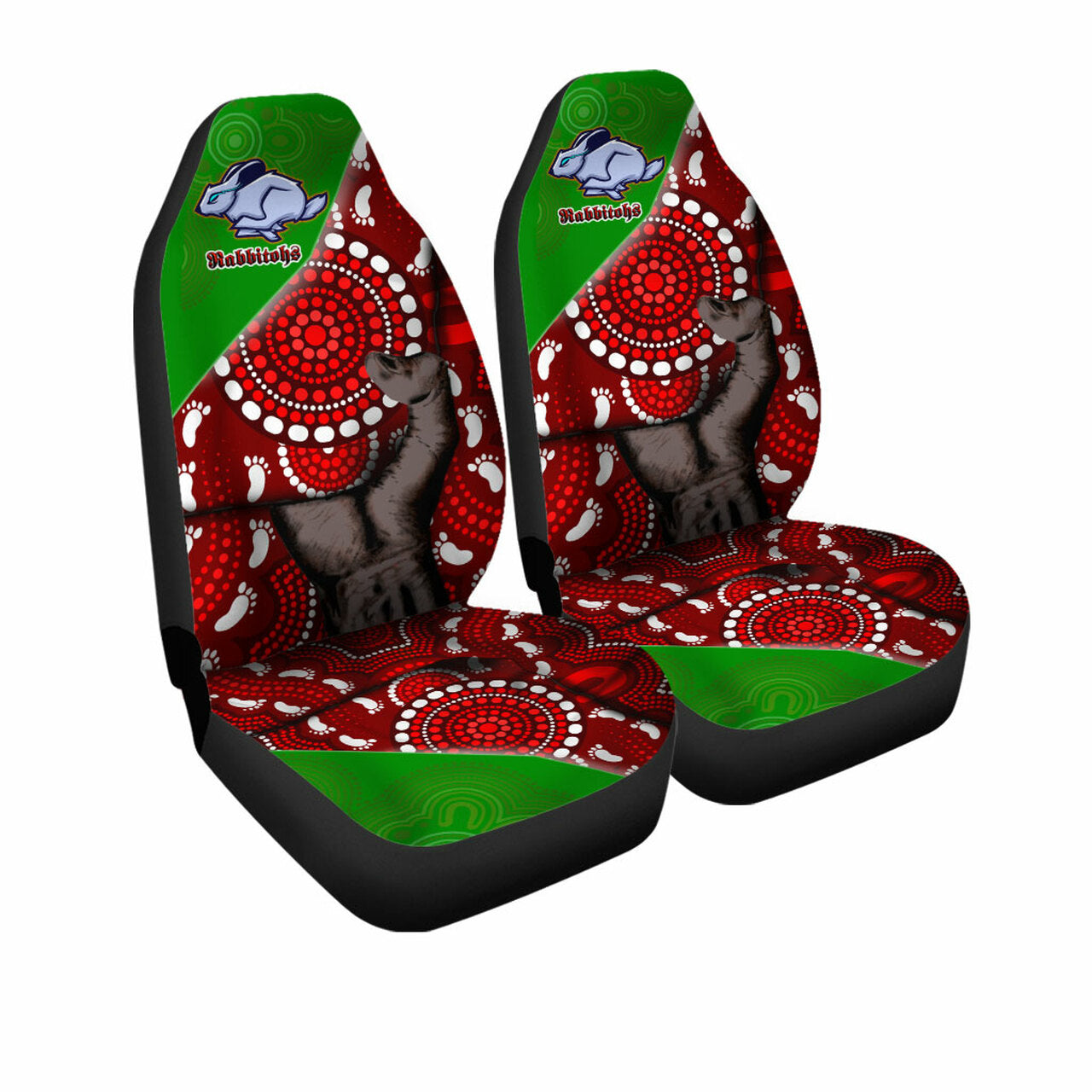 rabbitohs-rugby-aboriginal-custom-patronage-car-seat-cover-south-sydney-rabbitohs-bloods-in-my-veins