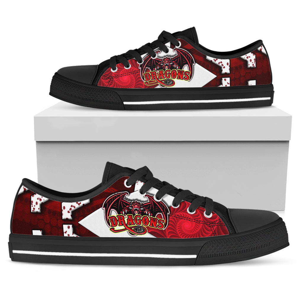 st-george-rugby-low-top-shoes-dragons-with-rugby-ball-aboriginal-patterns