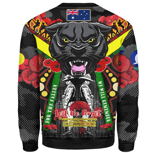 panthers-rugby-anzac-watercolour-sweatshirt-custom-remembrance-chocolate-soldiers-with-poppy-flower-sweatshirt