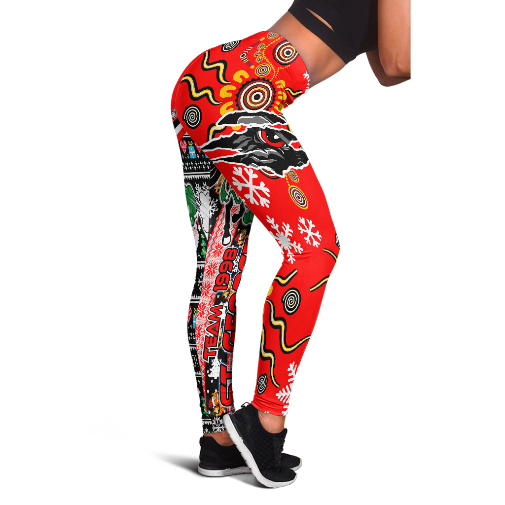 st-george-rugby-christmas-leggings-st-george-xmas-green-dragon-with-snowflakes-and-rugby-ball-leggings