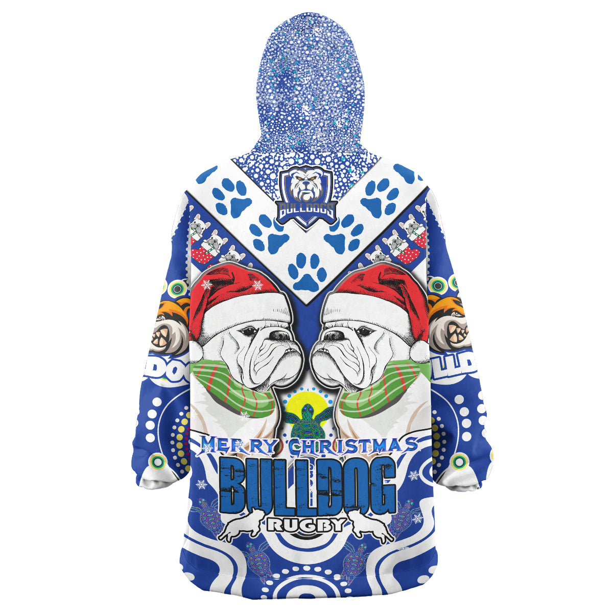 bulldogs-rugby-christmas-snug-hoodie-custom-merry-bulldogs-christmas-indigenous-wearable-blanket-hoodie