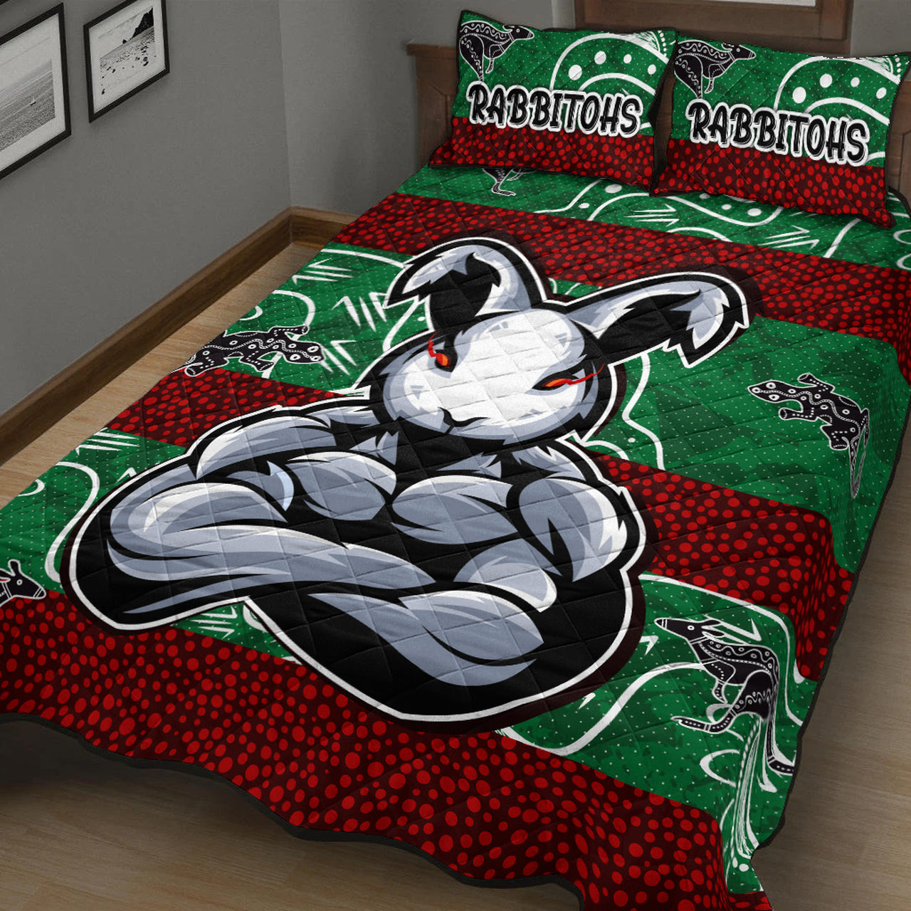 rabbitohs-quilt-bed-set-custom-indigenous-super-rabbitohs-quilt-bed-set