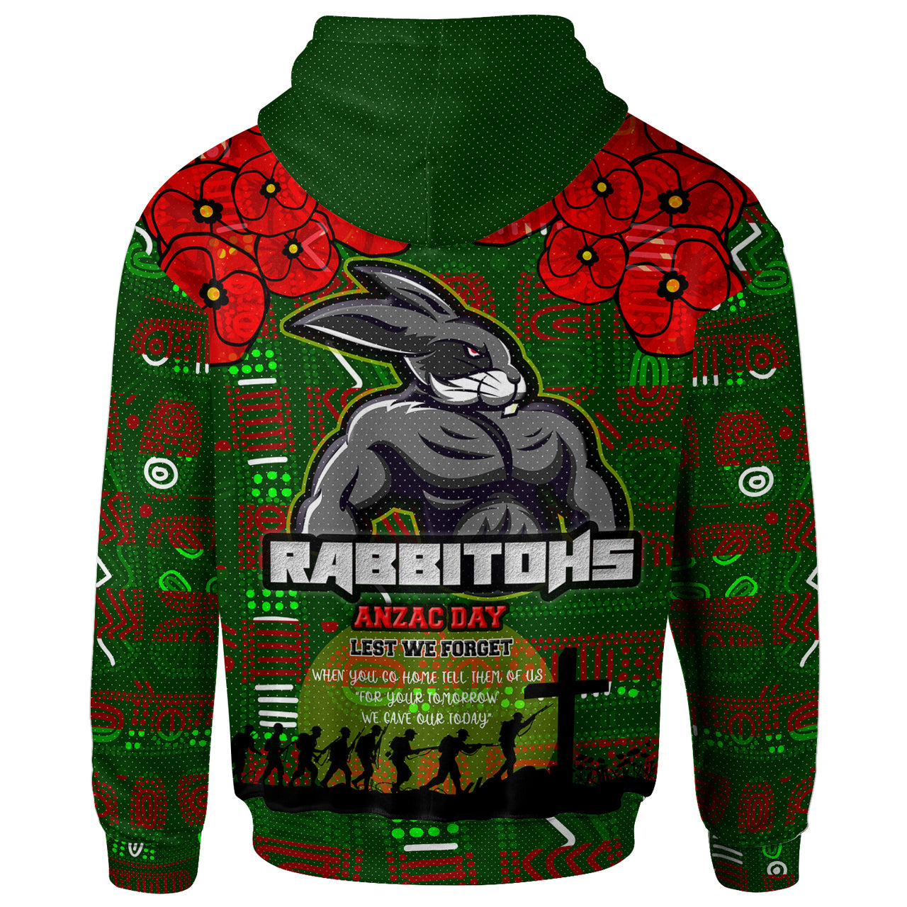 rabbitohs-rugby-hoodie-aboriginal-rabbitohs-anzac-lest-we-forget-with-poppy-flower-hoodie