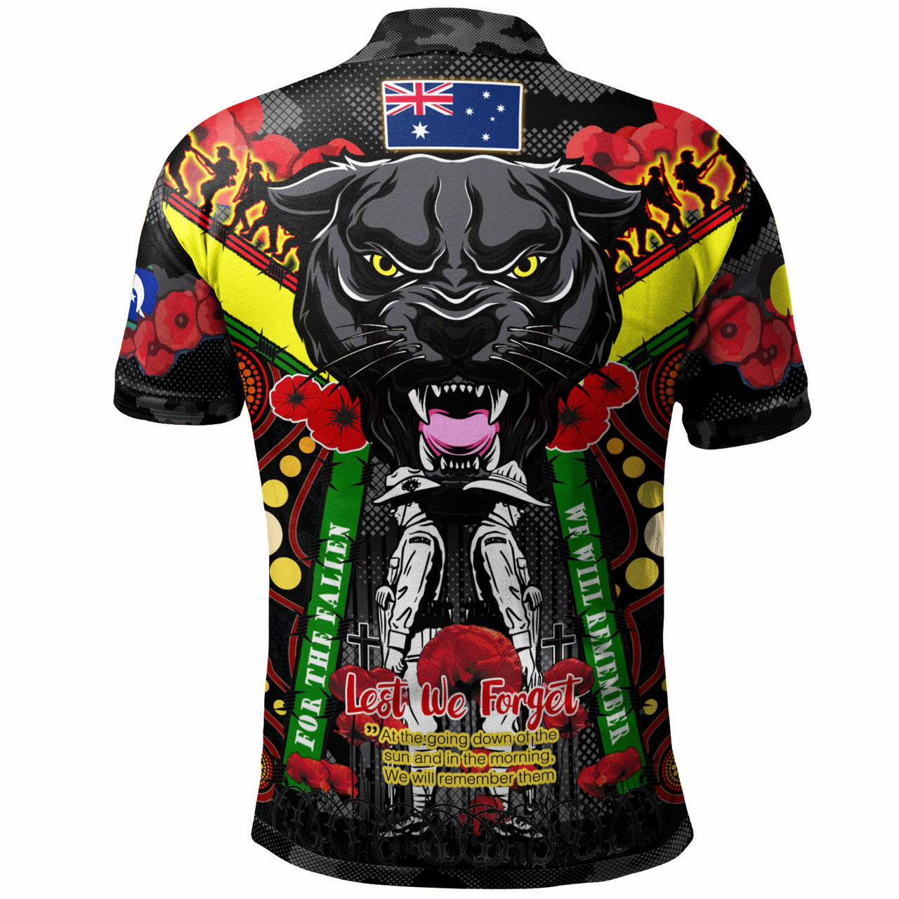 panthers-rugby-anzac-day-watercolour-polo-shirt-custom-remembrance-chocolate-soldiers-with-poppy-flower