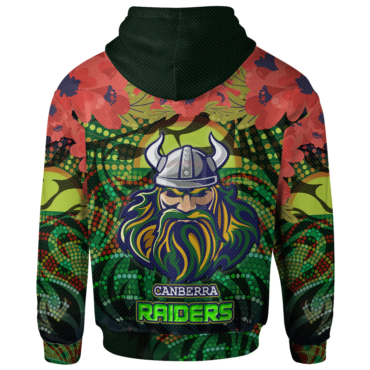 raiders-rugby-hoodie-aboriginal-dot-art-canberra-raiders-with-poppy-flower-hoodie