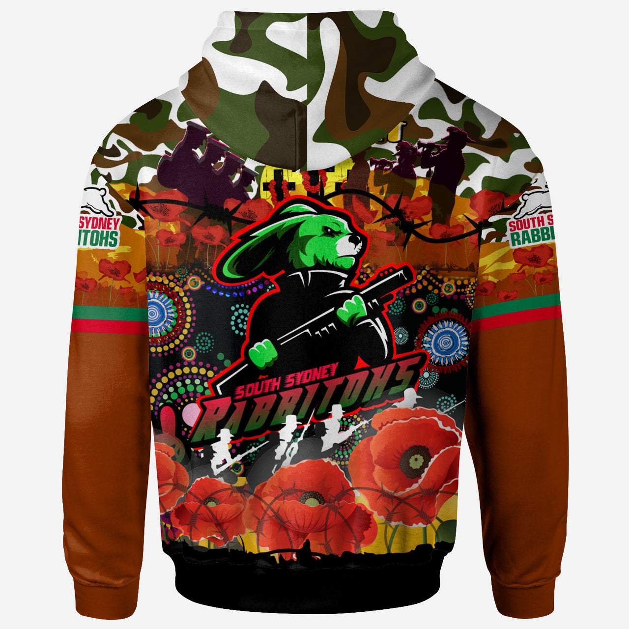 rabbitohs-rugby-custom-camouflage-anzac-poppy-hoodie-souths-anzac-lest-we-forget-spirit