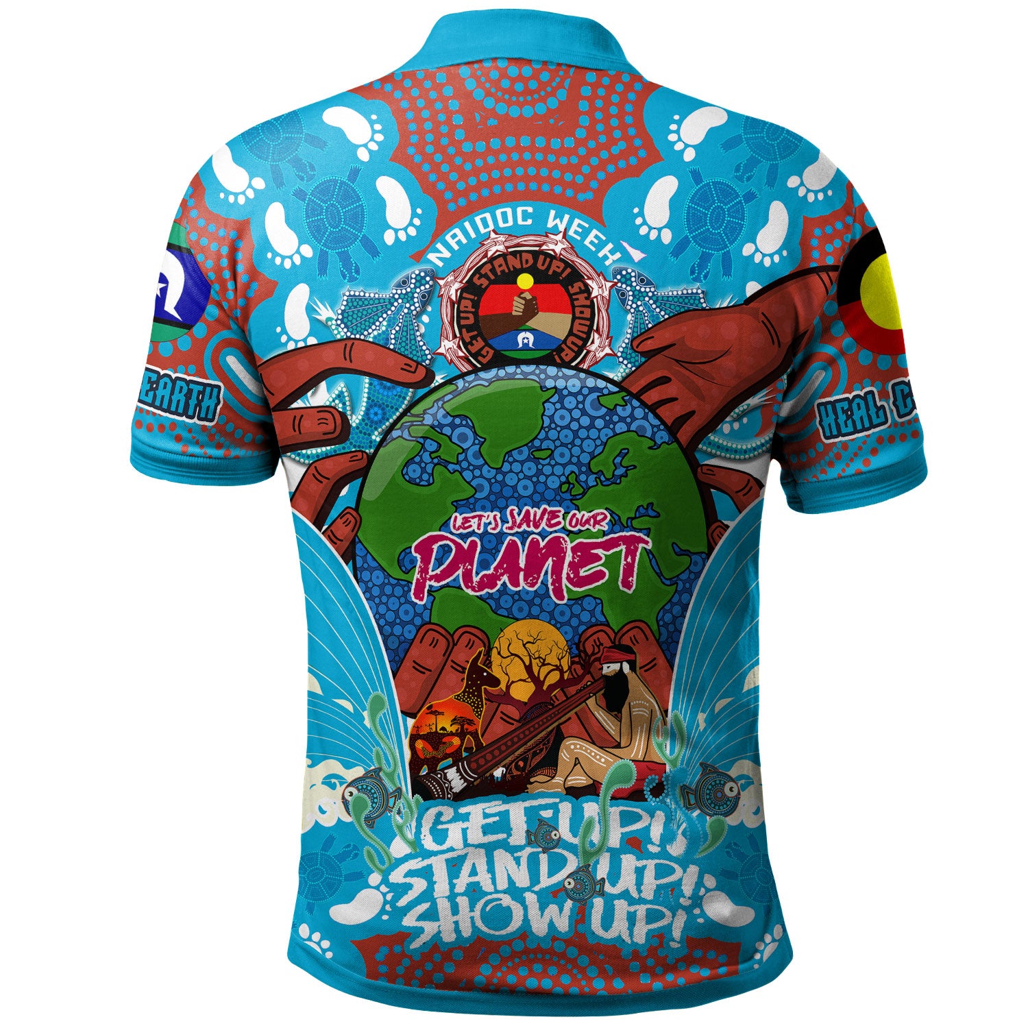 australia-naidoc-week-2023-custom-polo-shirt-lets-save-our-planet-indigenous-culture-culture-polo-shirt
