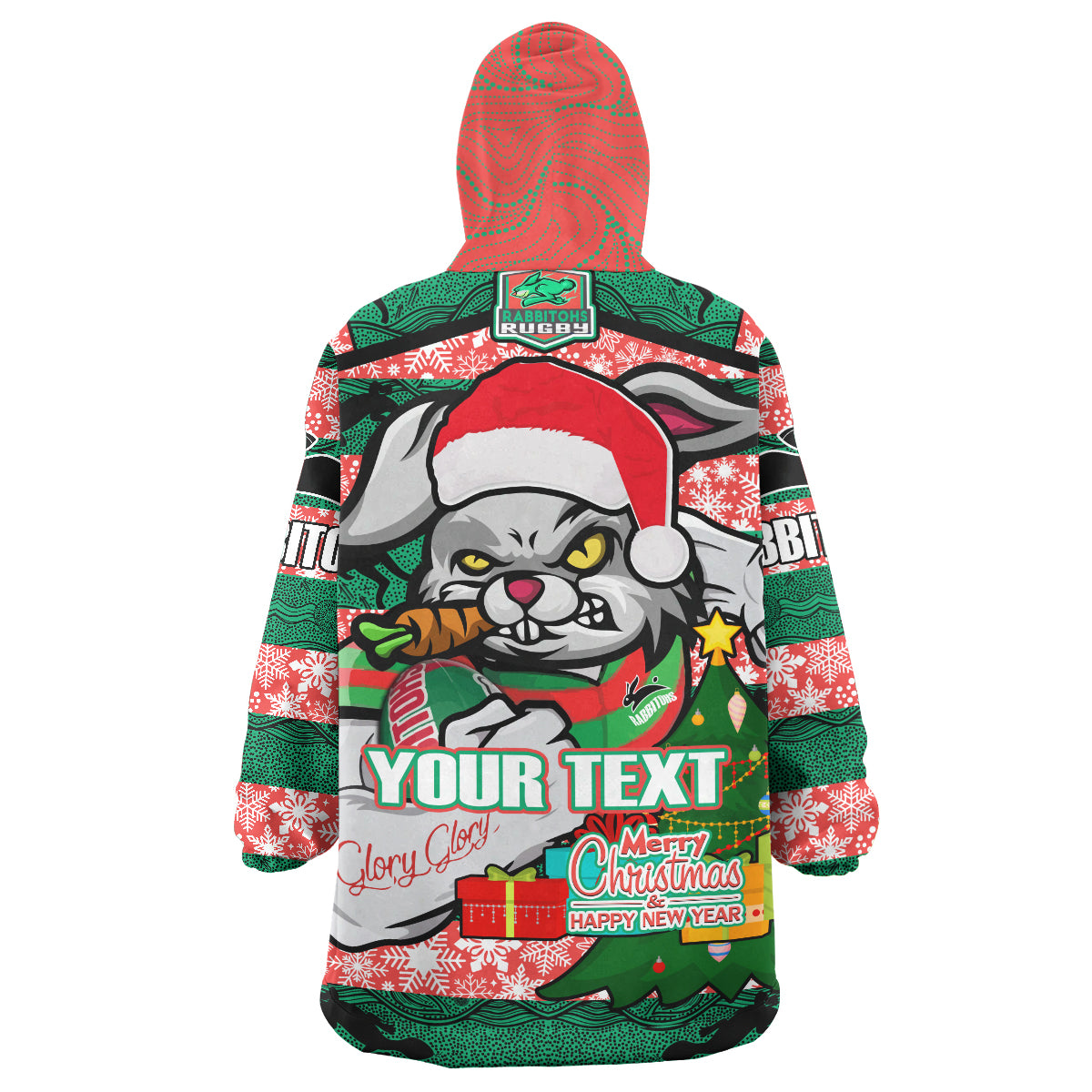 rabbitohs-christmas-rugby-snug-hoodie-merry-christmas-super-rabbitohs-with-rugby-ball-and-aboriginal-patterns-custom-wearable-blanket-hoodie