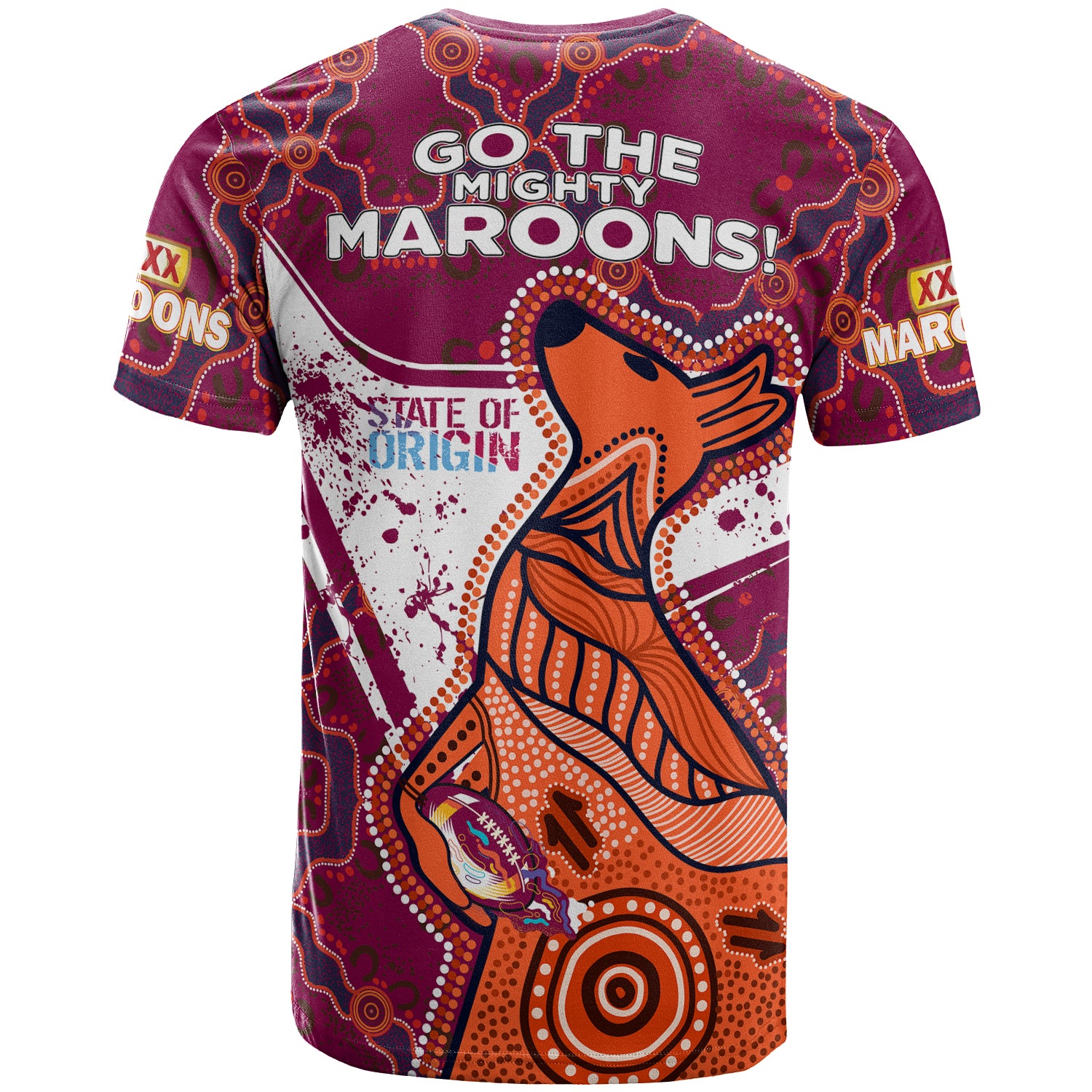 queensland-rugby-league-team-t-shirt-custom-queensland-maroons-kangaroo-state-of-origin-dot-art-painting-splash-t-shirt