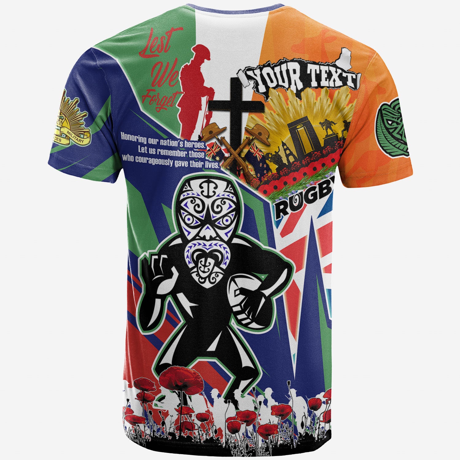warriors-rugby-t-shirt-custom-remembrance-warriors-anzac-quote-with-poppy-and-rosemary-t-shirt