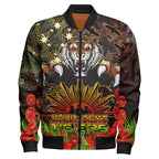 tigers-rugby-bomber-jacket-custom-anzac-tigers-with-remembrance-poppy-and-indigenous-patterns-bomber-jacket