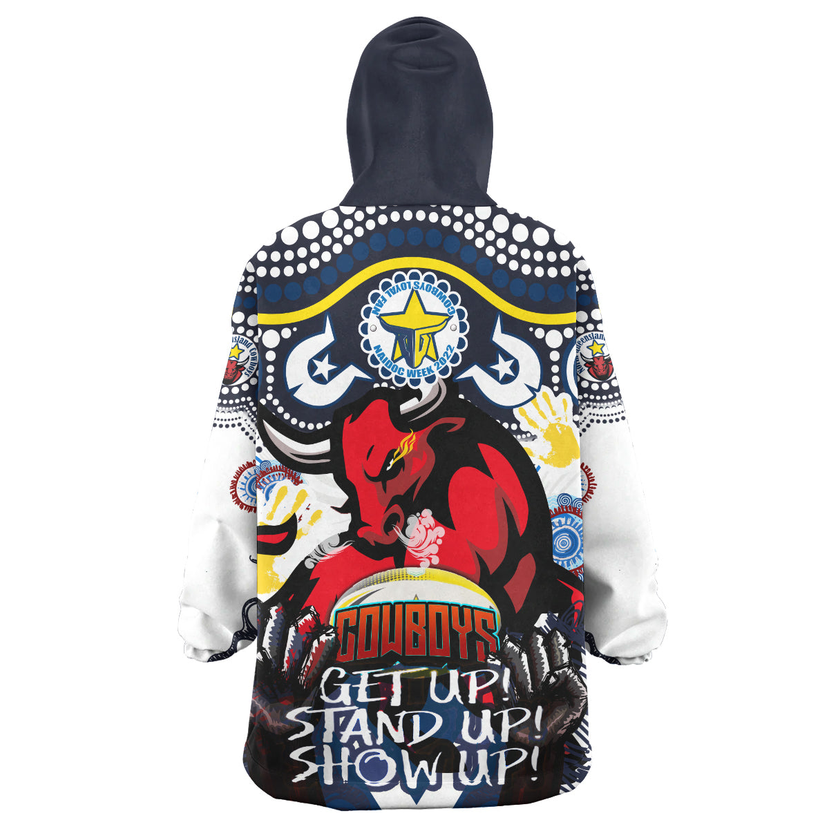 cowboys-rugby-naidoc-week-custom-snug-hoodie-indigenous-north-queensland-cowboys-getting-up-standing-up-and-showing-up-oodie-blanket