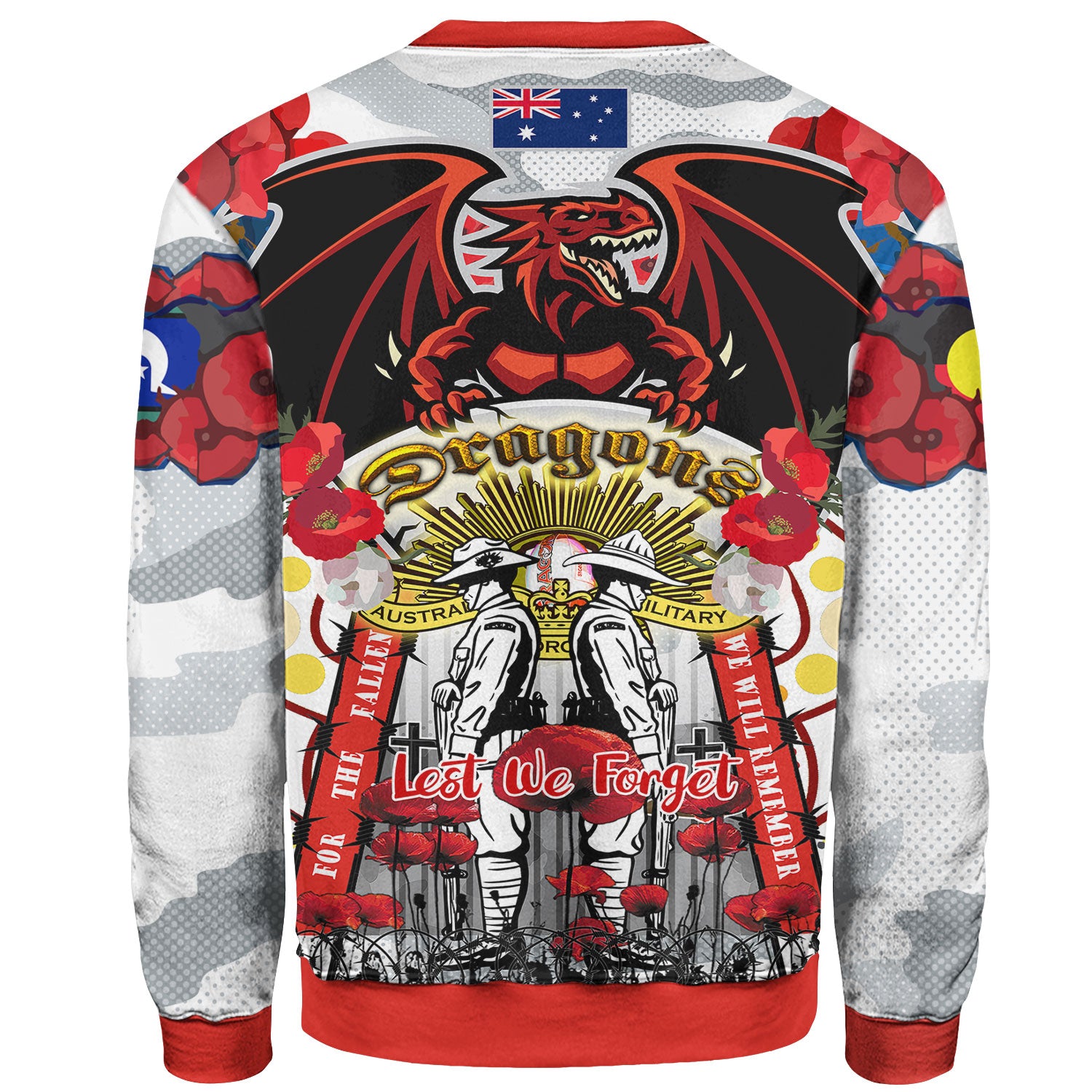st-george-rugby-anzac-watercolour-sweatshirt-custom-remembrance-dragons-with-poppy-flower-sweatshirt