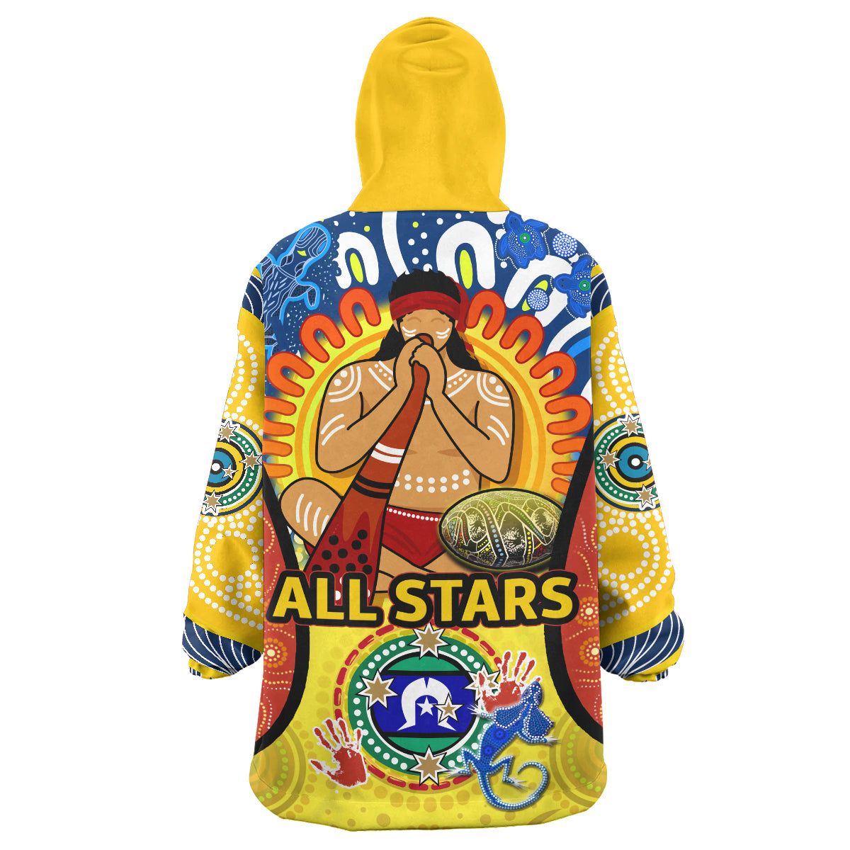 indigenous-all-stars-rugby-league-snug-hoodie-custom-indigenous-dreamtime-team-with-didgeridoo-and-aboriginal-flag-oodie-blanket
