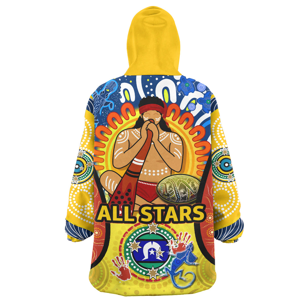 indigenous-all-stars-rugby-league-snug-hoodie-custom-indigenous-dreamtime-team-with-didgeridoo-and-aboriginal-flag-oodie-blanket