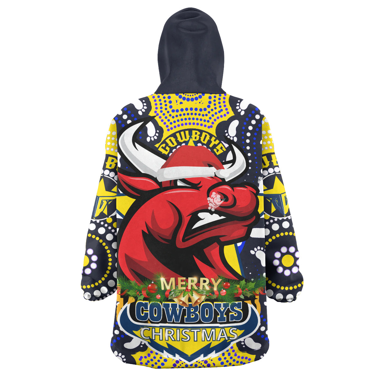 cowboys-rugby-christmas-custom-snug-hoodie-merry-christmas-north-queensland-cowboys-with-aboriginal-dot-art-painting-footprints-oodie-blanket
