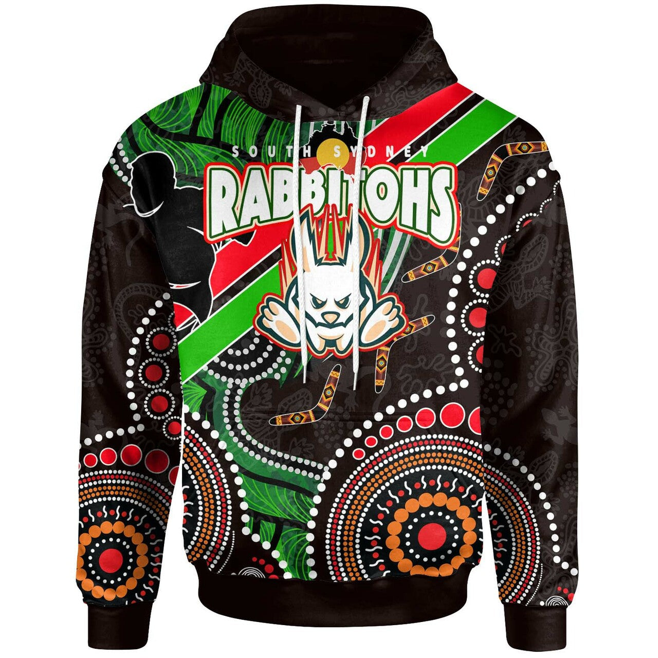 rabbitohs-rugby-hoodie-custom-rabbitohs-aboriginal-dreaming-patterns-australia-culture-hoodie
