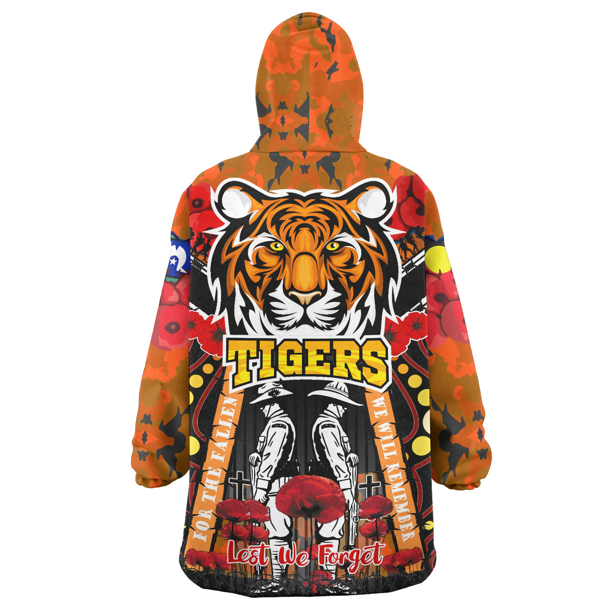 tigers-rugby-anzac-day-watercolour-snug-hoodie-custom-remembrance-west-tigers-with-poppy-flower-oodie-blanket