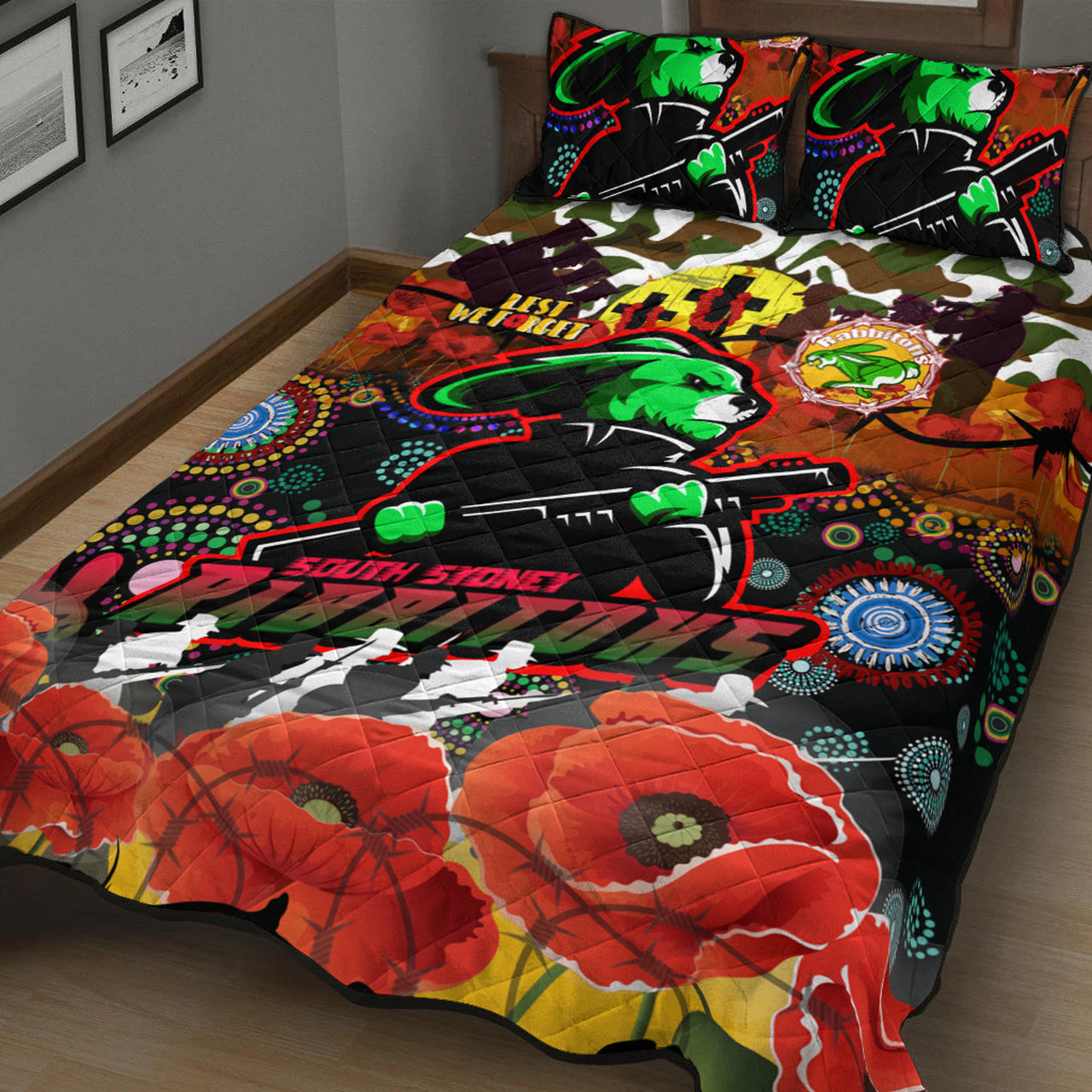 rabbitohs-rugby-custom-camouflage-anzac-poppy-quilt-bed-set-souths-anzac-lest-we-forget-spirit