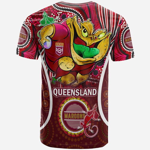queensland-rugby-league-team-t-shirt-custom-qld-maroons-cane-toads-with-aboriginal-art-personalised-player-and-number-t-shirt