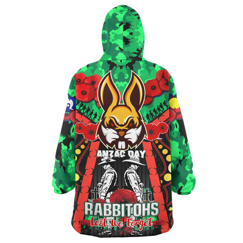 rabbitohs-rugby-anzac-day-watercolour-snug-hoodie-remembrance-indigenous-rabbitohs-with-poppy-flower-oodie-blanket