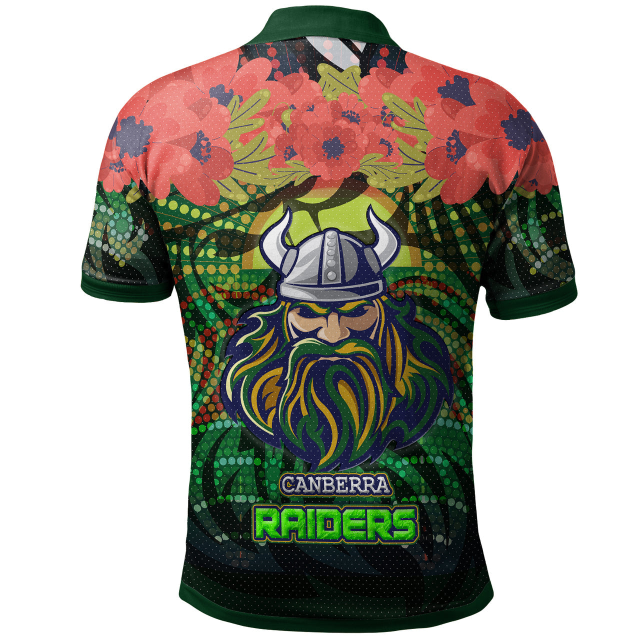 raiders-rugby-polo-shirt-aboriginal-dot-art-raiders-with-poppy-flower-polo-shirt