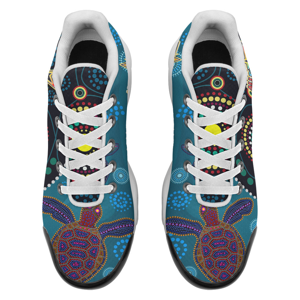 indigenous-all-stars-rugby-cushion-shoes-dreamtime-turtle-with-aboriginal-dot-painting-art-cushion-running-shoes-ver2