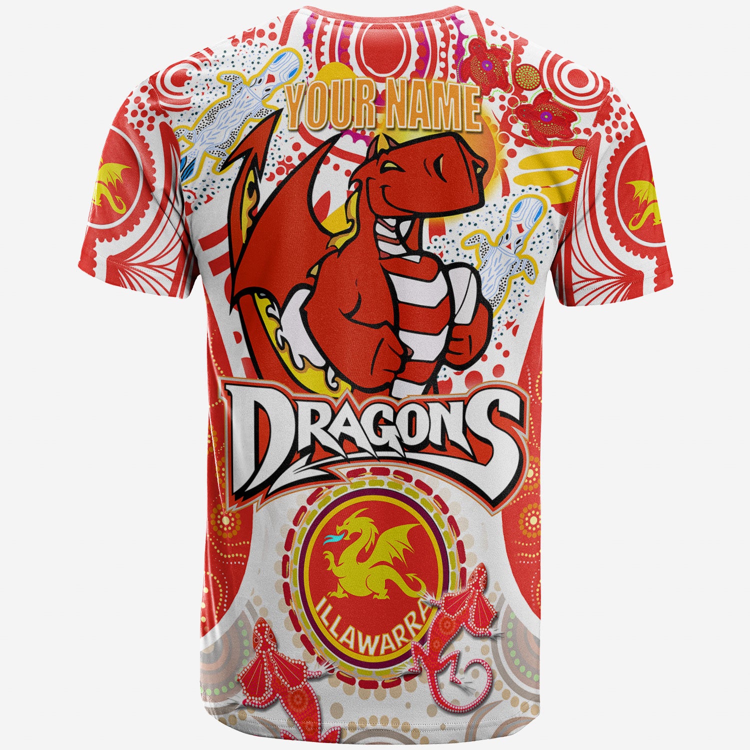 st-george-rugby-t-shirt-custom-st-george-illawarra-dragons-mascot-with-aboriginal-art-personalised-player-and-number-t-shirt