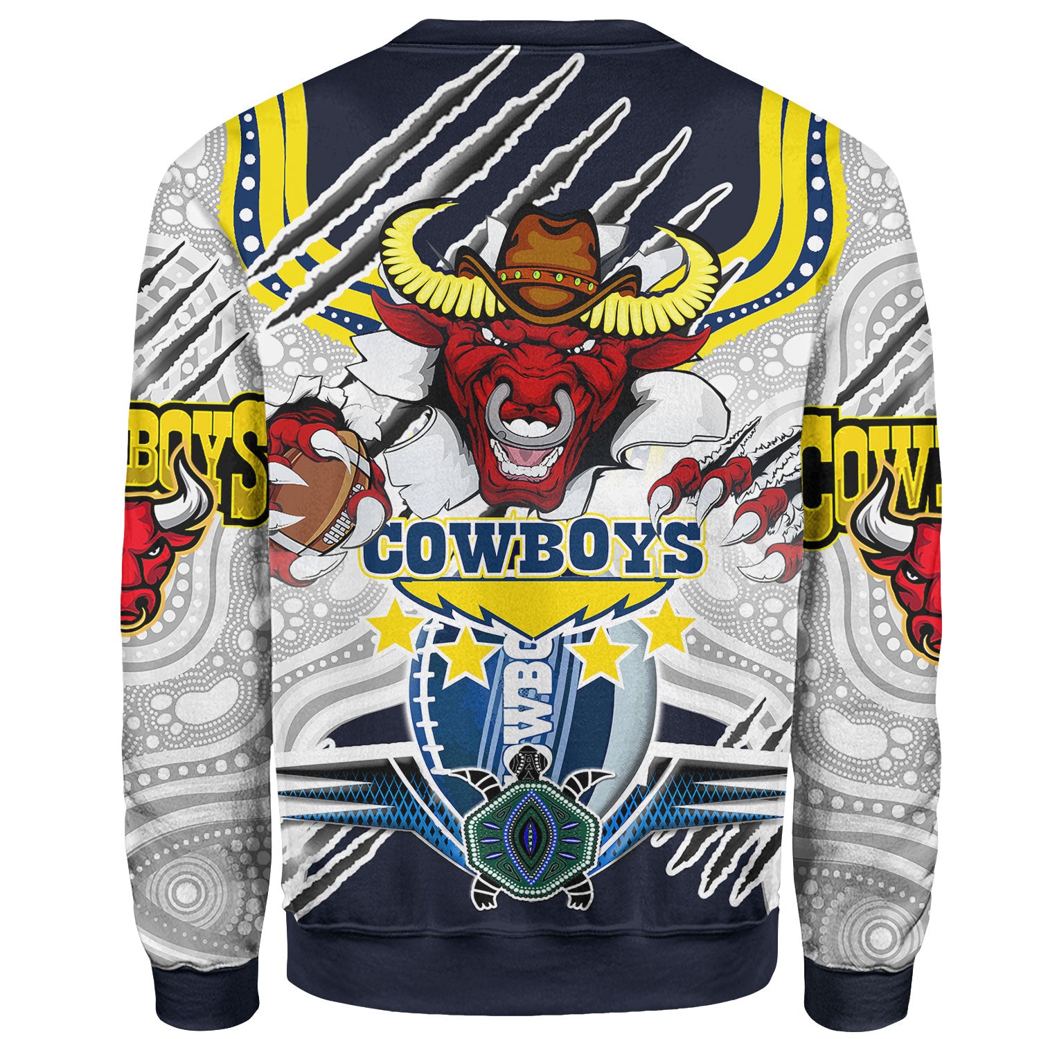cowboys-rugby-sweatshirt-custom-indigenous-queensland-super-cows-with-sea-turtle-scratch-style-sweatshirt