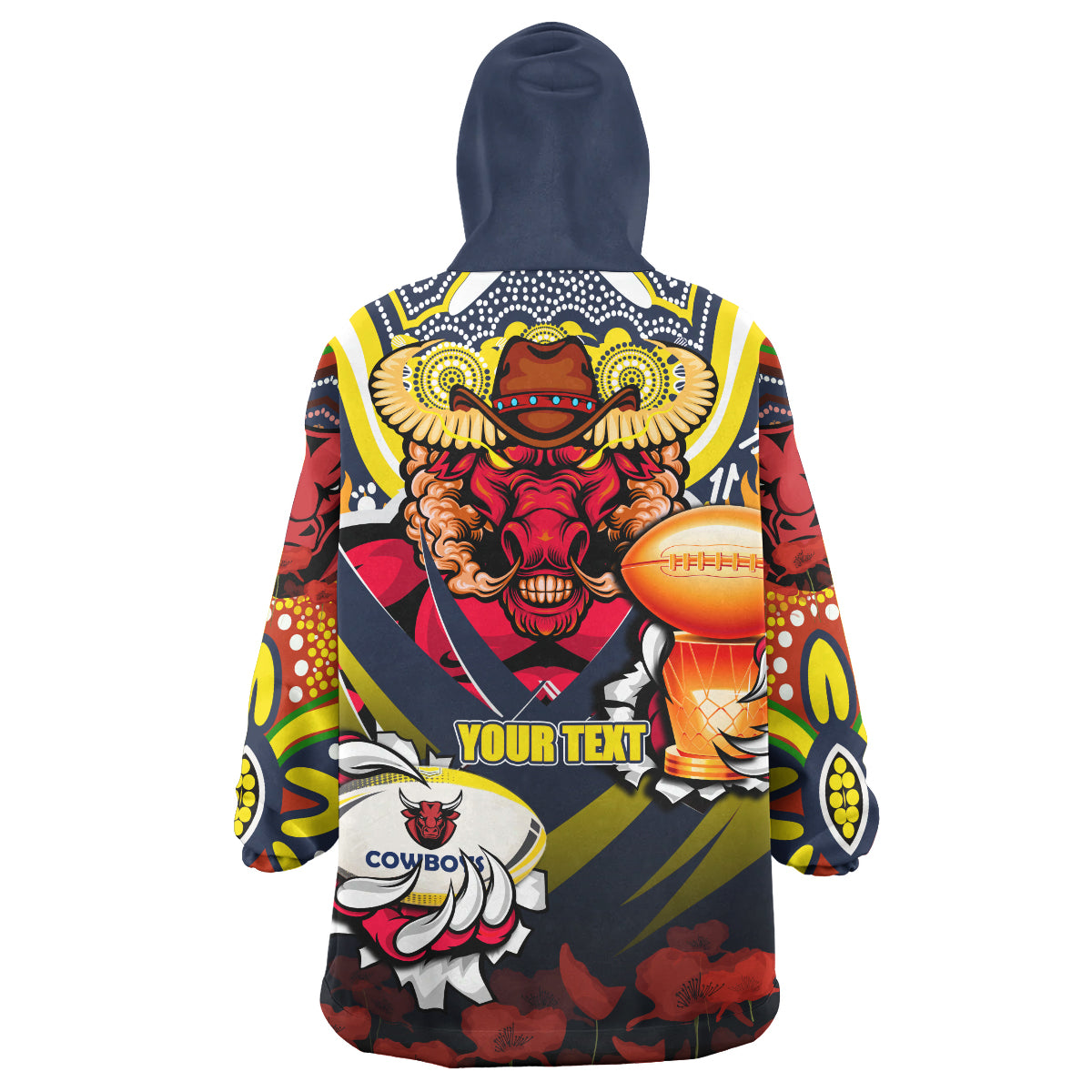 cowboys-premierships-rugby-snug-hoodie-custom-go-cowboys-champion-claw-scratch-aboriginal-culture-oodie-blanket
