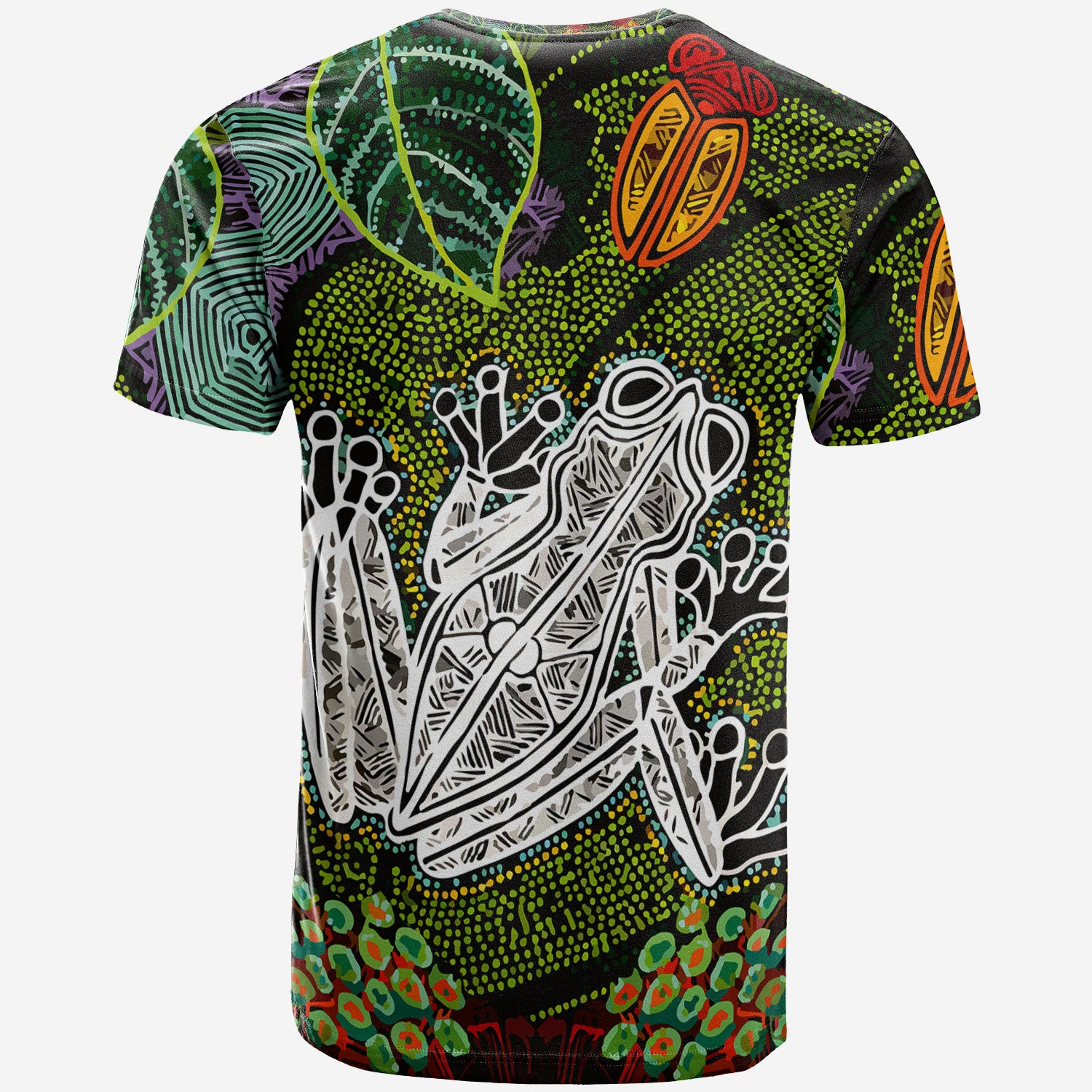 australia-aboriginal-inspired-custom-t-shirt-indigenous-watercolor-dot-art-frog