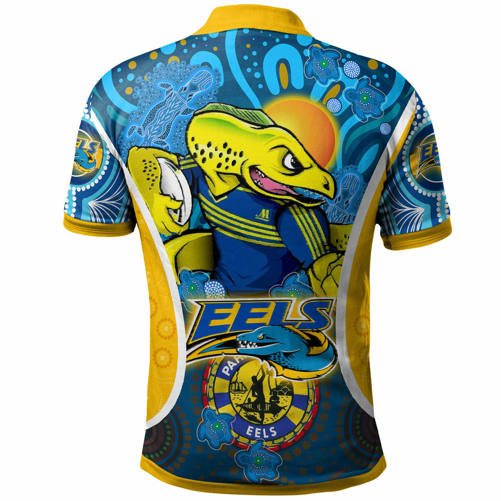 parramatta-eels-rugby-polo-shirt-custom-eels-mascot-with-aboriginal-art-personalised-player-and-number-polo-shirt